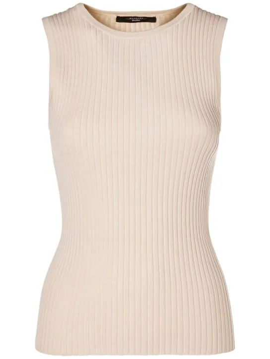 Weekend Max Mara   Braida viscose blend rib knit top 