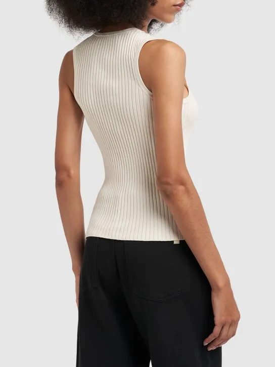 Weekend Max Mara   Braida viscose blend rib knit top 