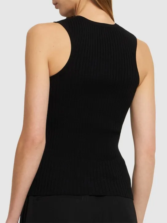 Weekend Max Mara   Braida viscose blend rib knit top 