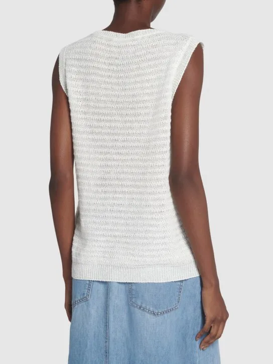 Weekend Max Mara   Caldaia linen knit sleeveless top 