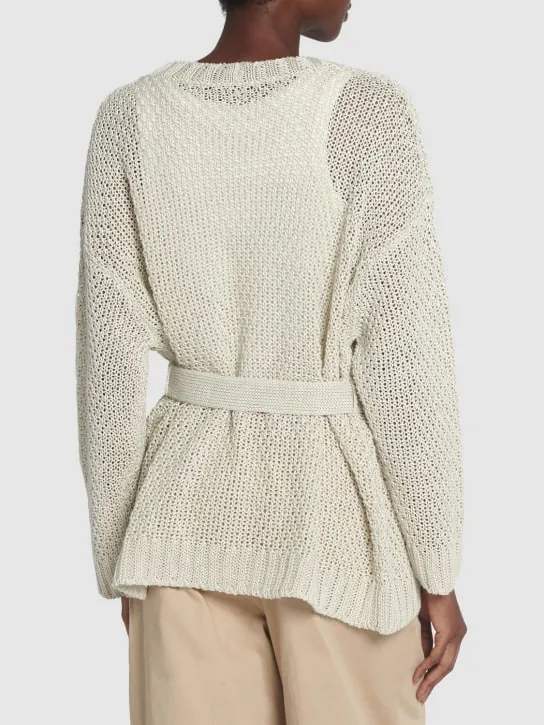 Weekend Max Mara   Kabala belted linen knit cardigan 