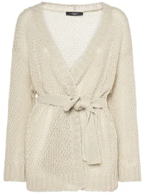 Weekend Max Mara   Kabala belted linen knit cardigan 