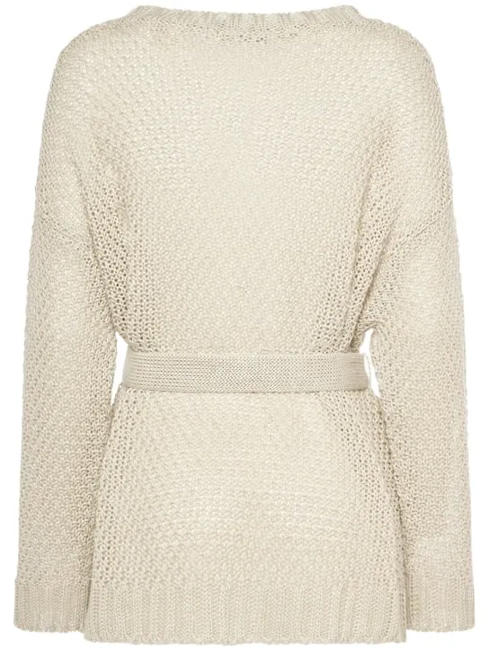 Weekend Max Mara   Kabala belted linen knit cardigan 