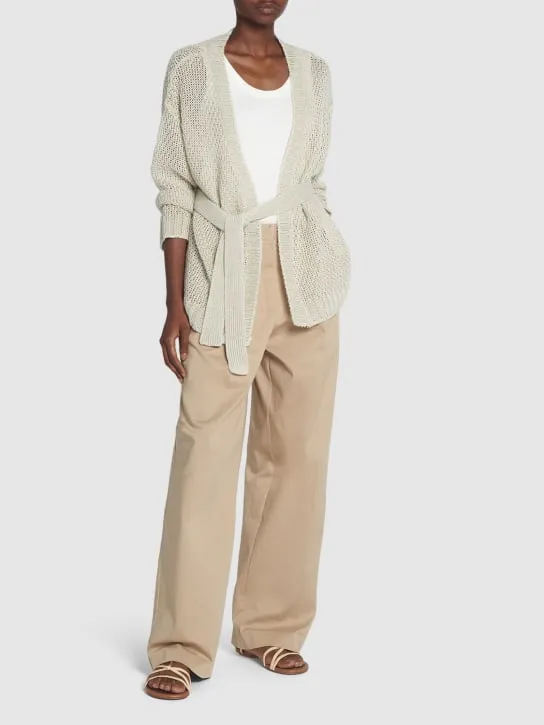 Weekend Max Mara   Kabala belted linen knit cardigan 