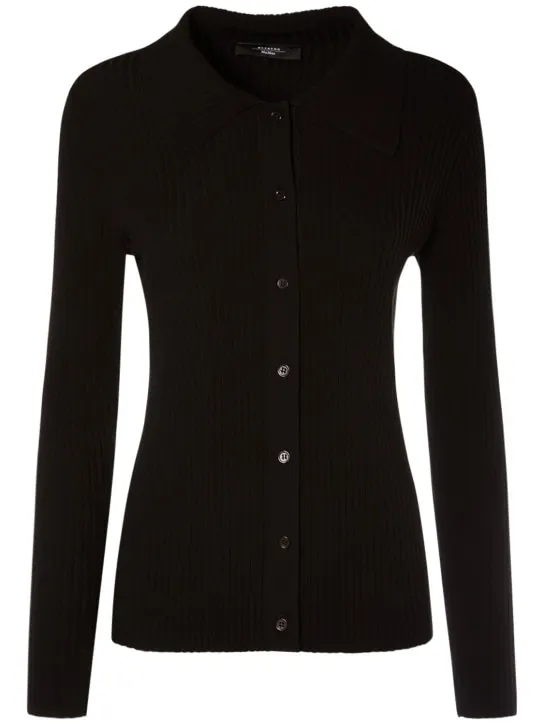 Weekend Max Mara   Papiro stretch rib knit cardigan 