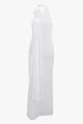 White One Shoulder Halter Maxi Dress