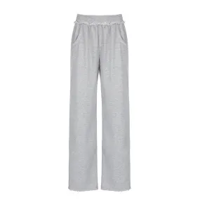 Wide-Leg Sweatpants with Raw Hem