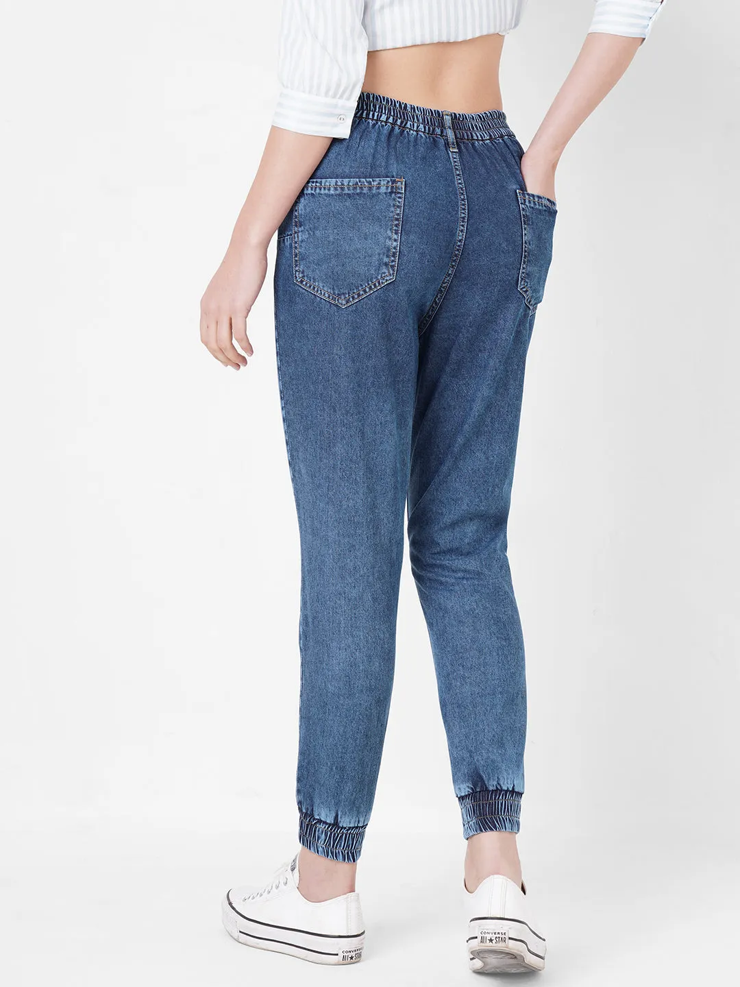 Women High-Rise Denim Jogger