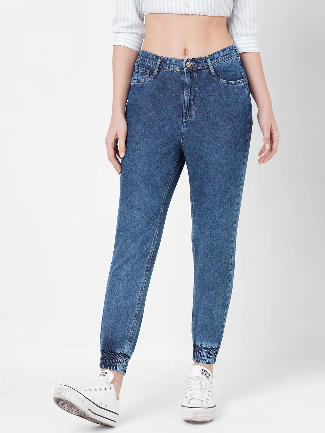 Women High-Rise Denim Jogger