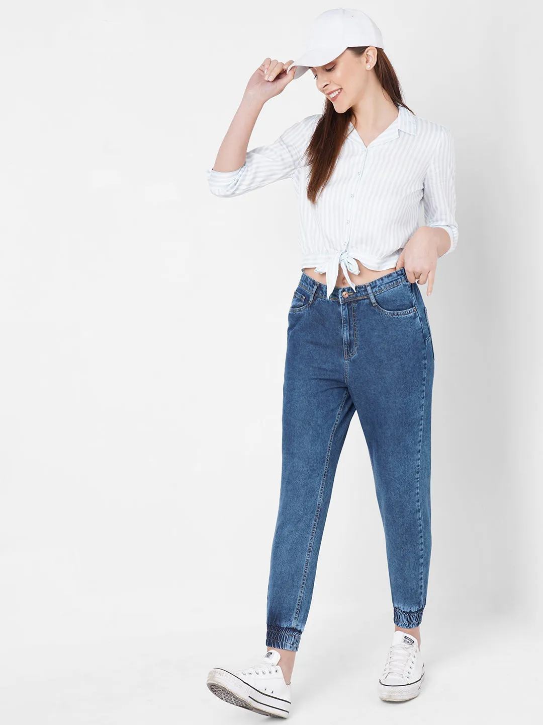 Women High-Rise Denim Jogger