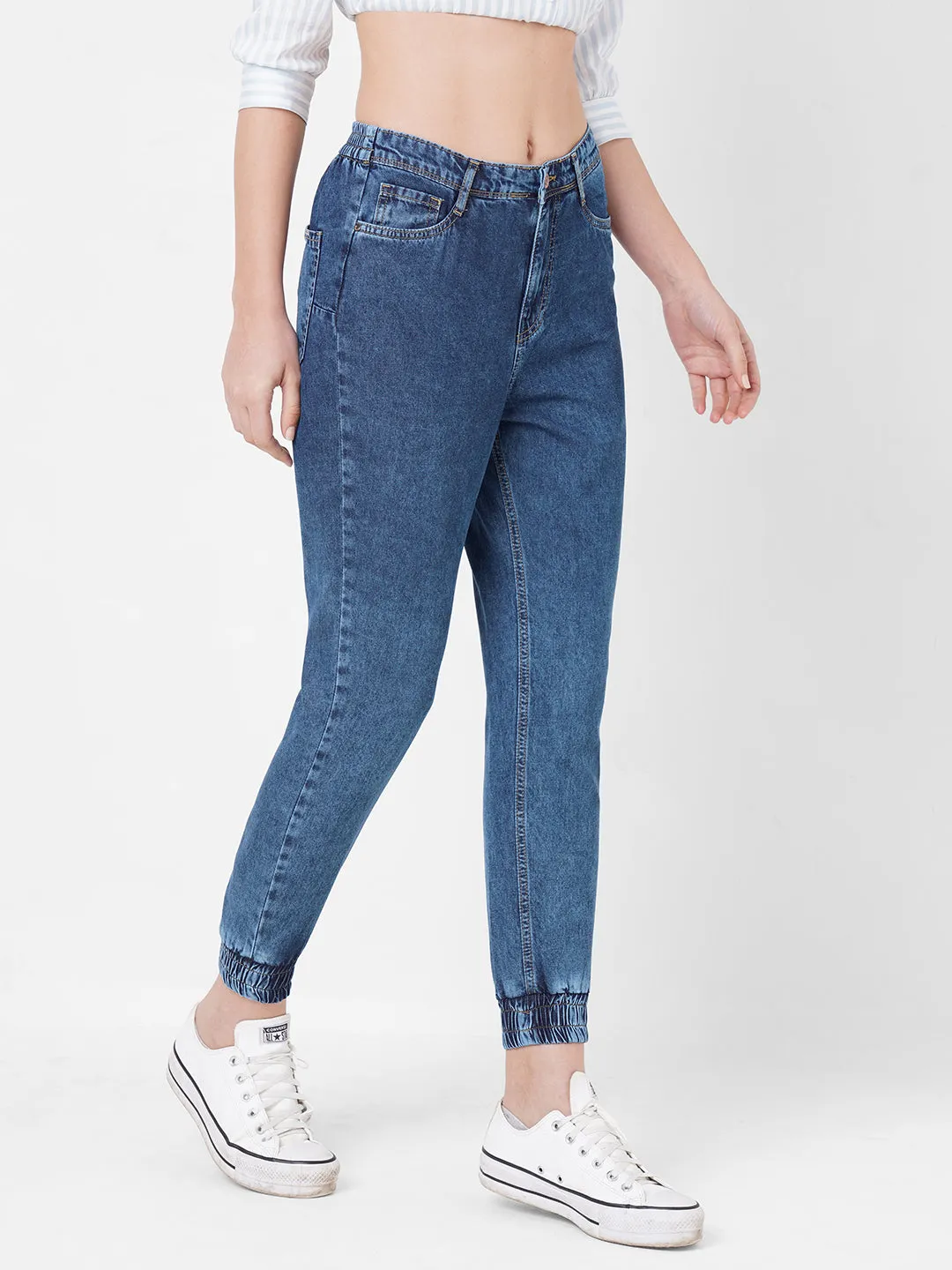 Women High-Rise Denim Jogger