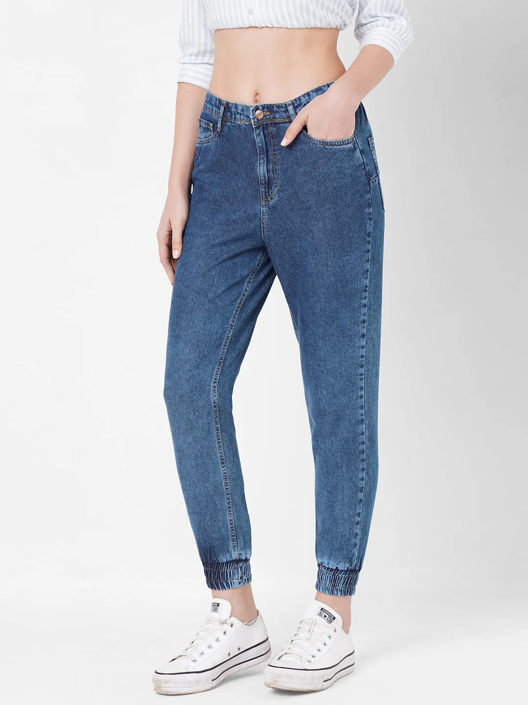 Women High-Rise Denim Jogger