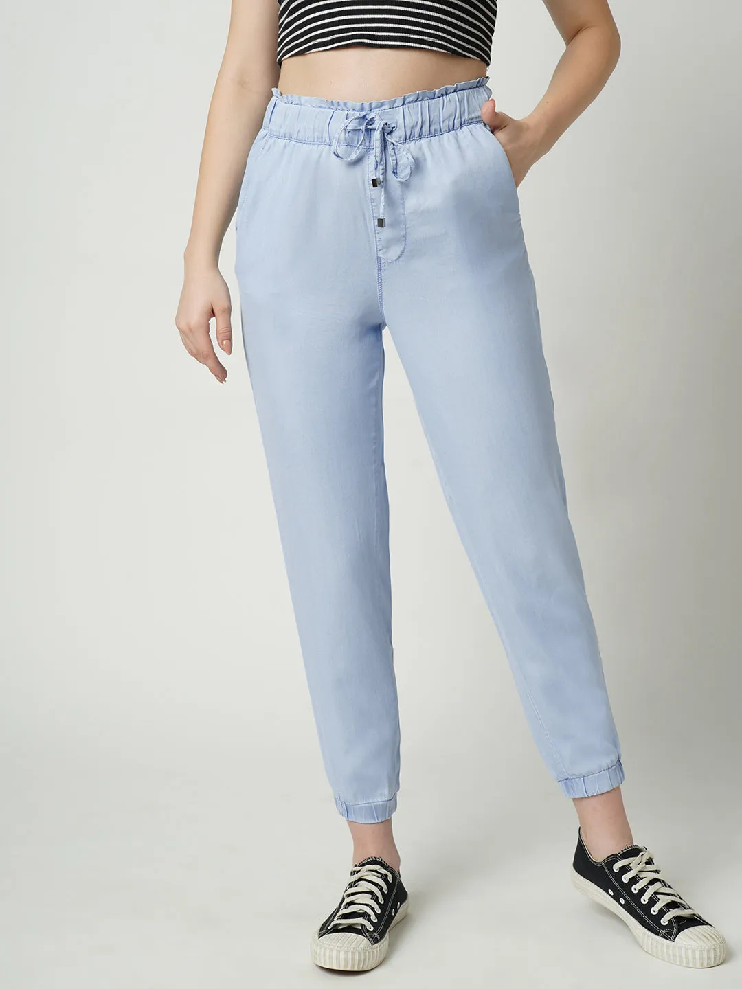 Women High-Rise Slim Fit Denim Jogger