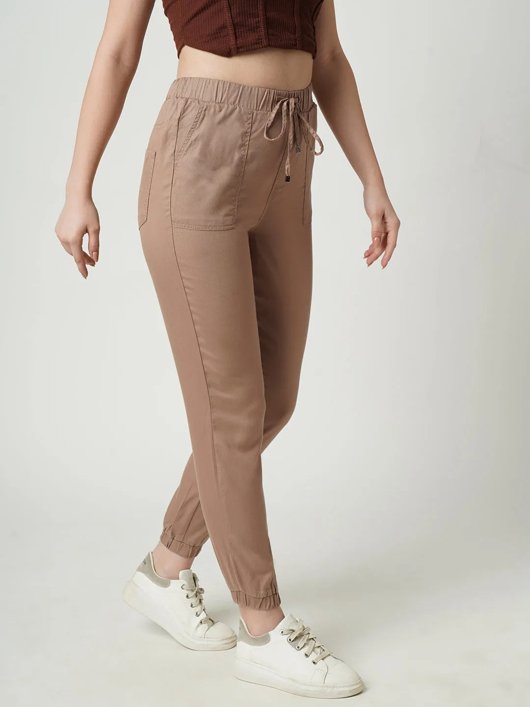 Women High-Rise Slim Fit Denim Jogger