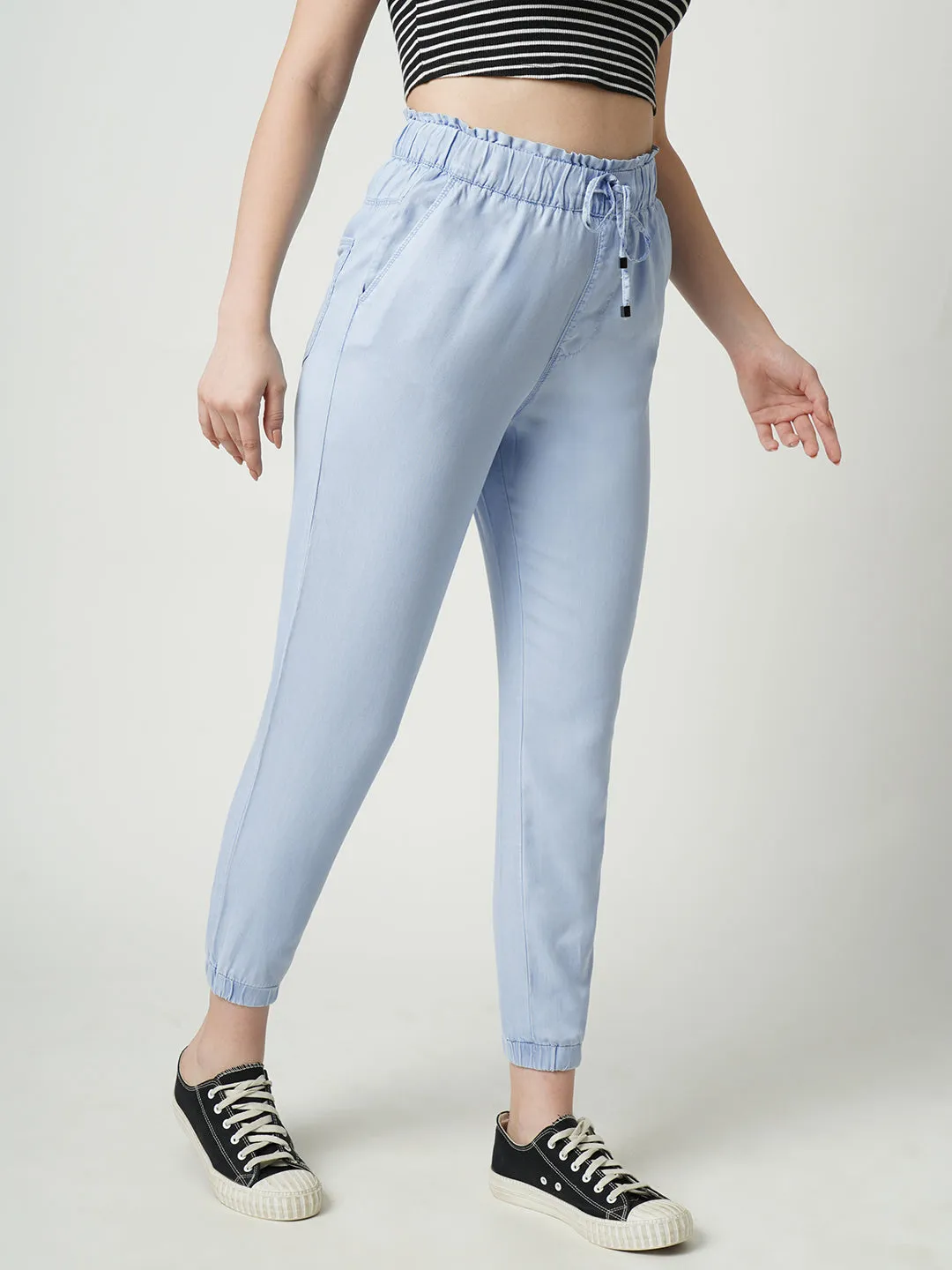 Women High-Rise Slim Fit Denim Jogger