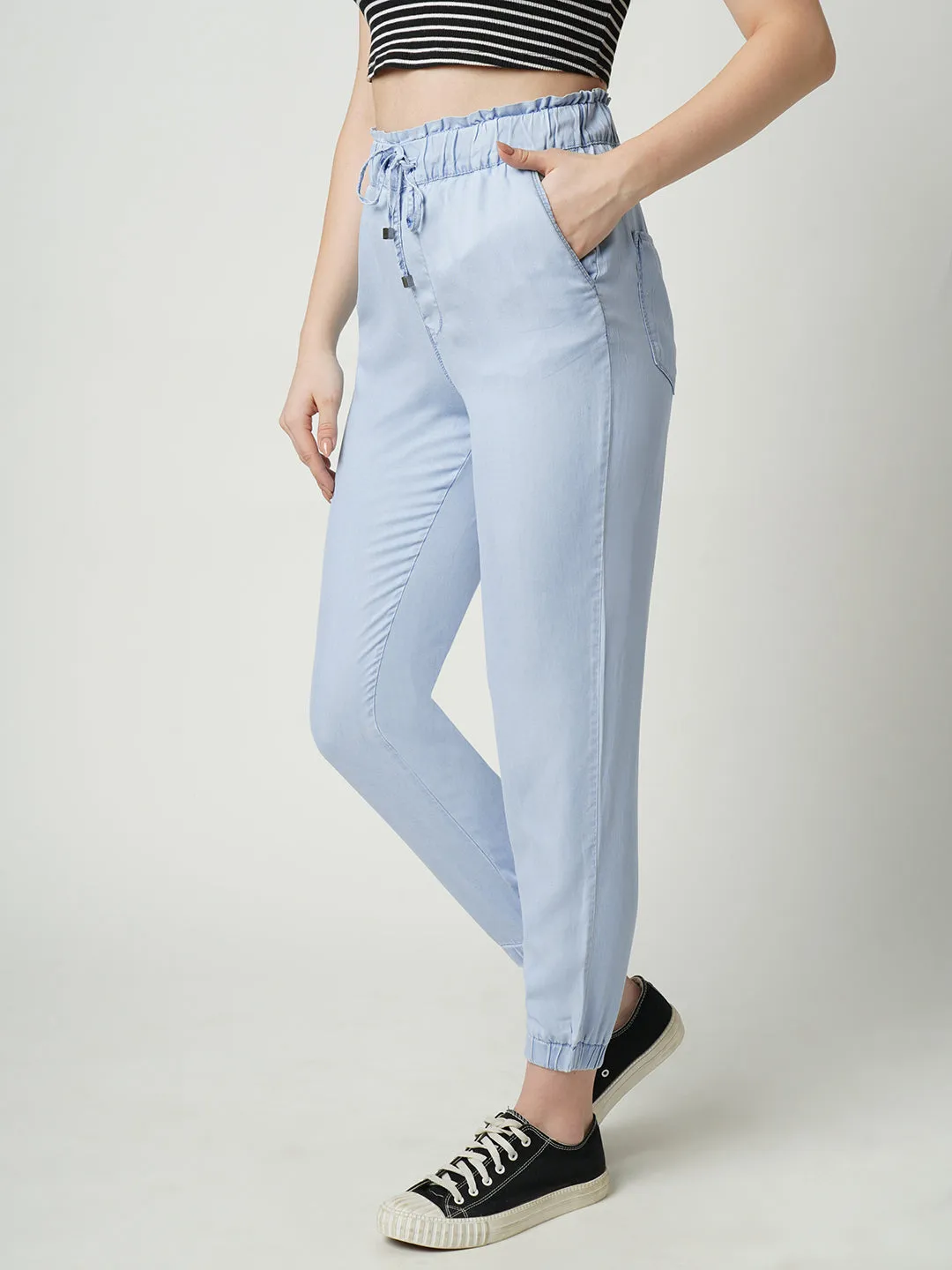 Women High-Rise Slim Fit Denim Jogger