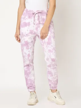 Women Lilac Tie & Dye Athleisure Joggers