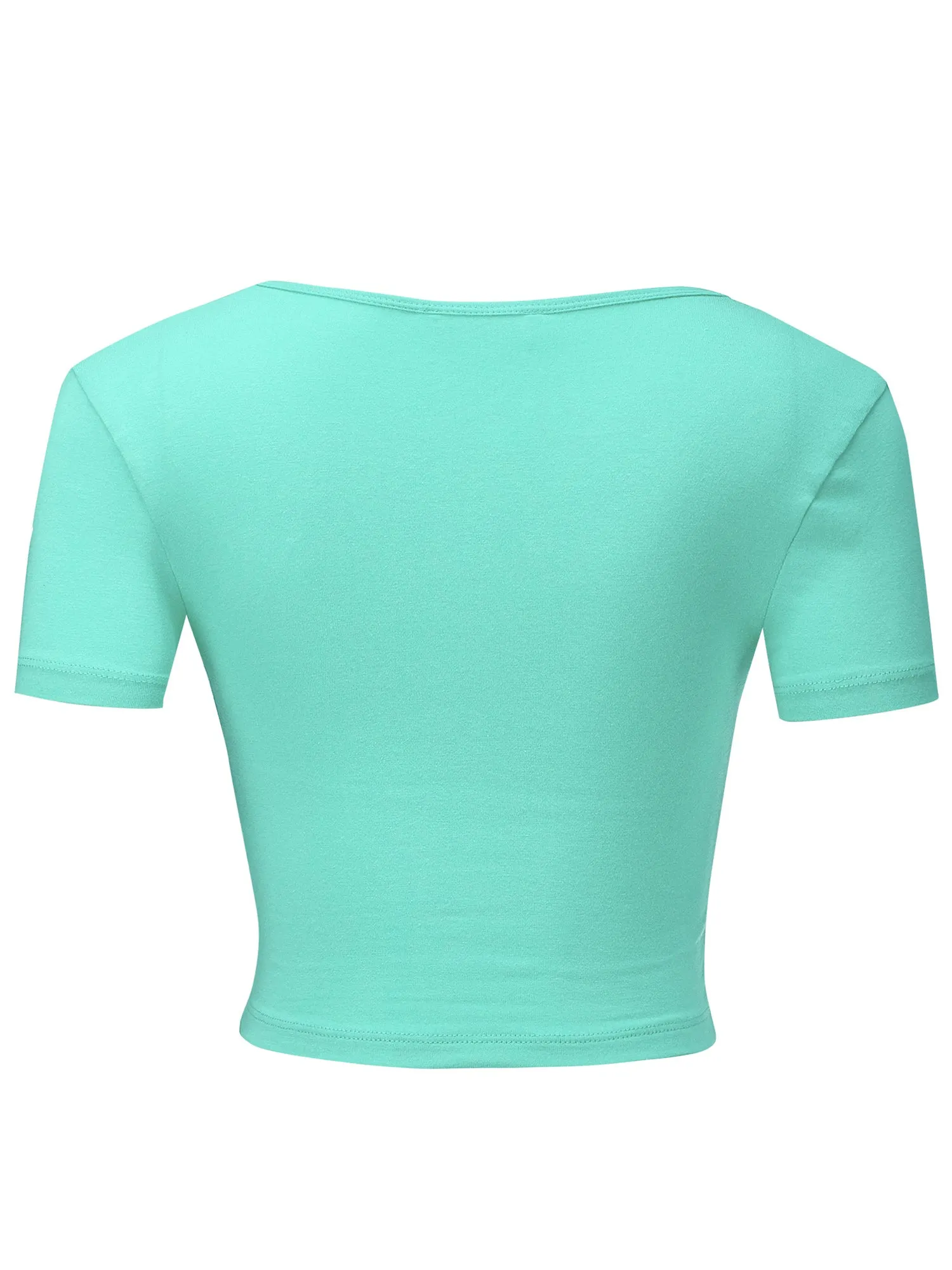 Women's Basic Scoop Neck Short Sleeve Crop Top Shirt (FWT1088)