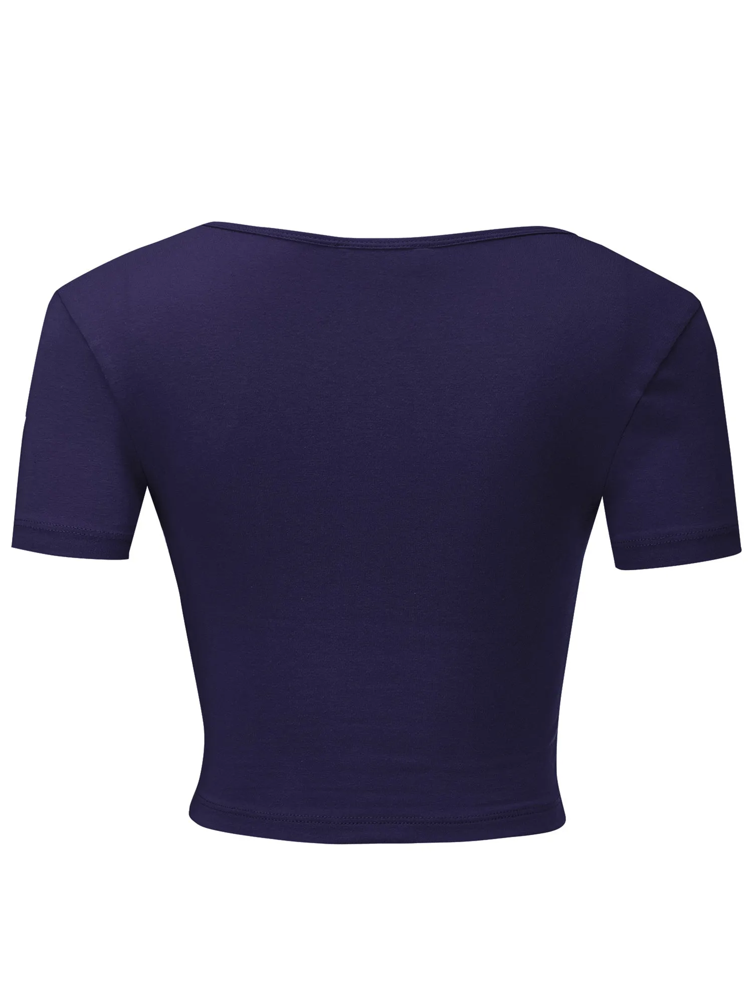 Women's Basic Scoop Neck Short Sleeve Crop Top Shirt (FWT1088)