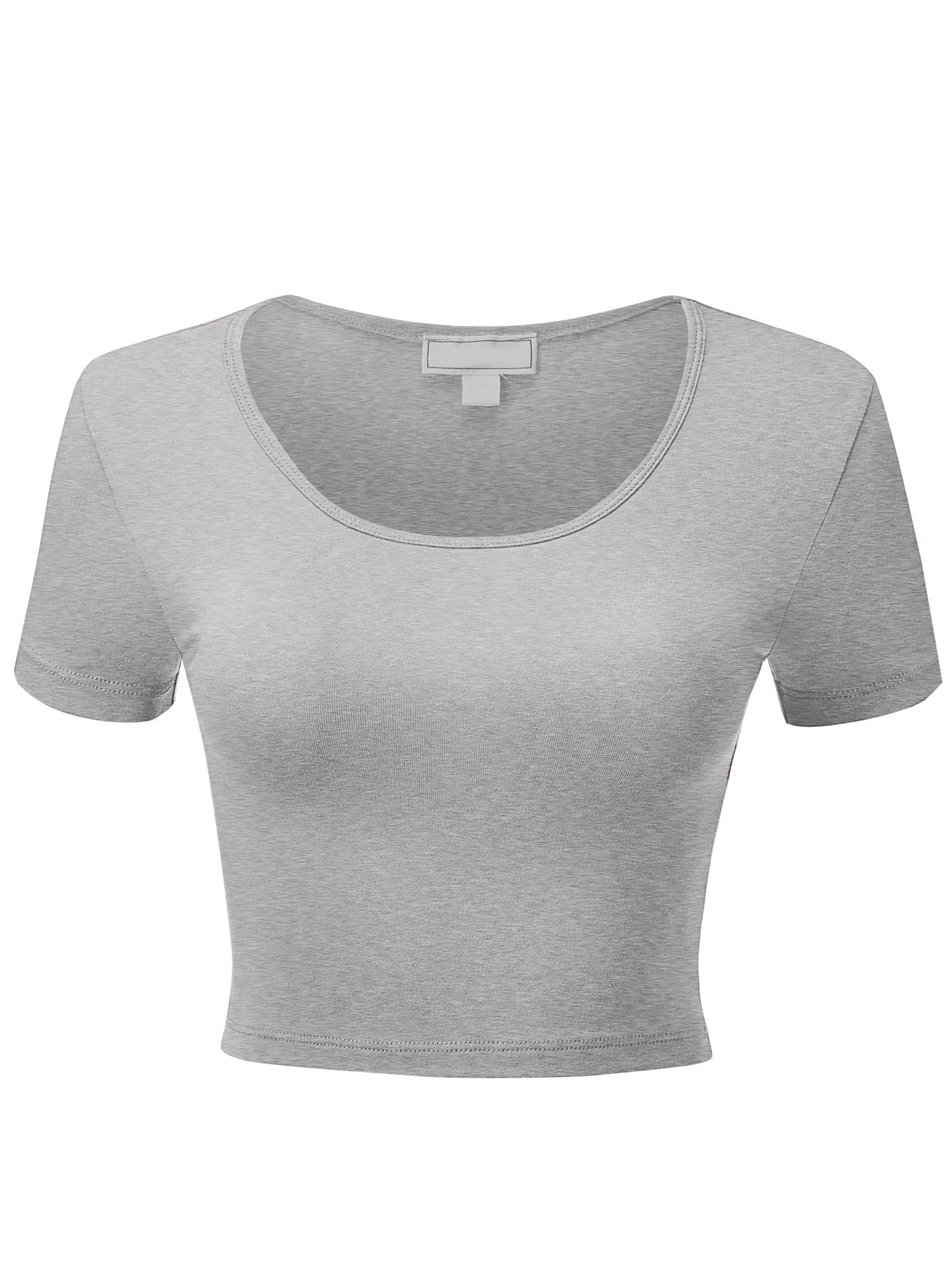 Women's Basic Scoop Neck Short Sleeve Crop Top Shirt (FWT1088)